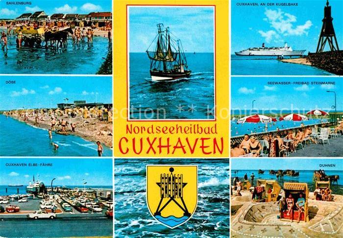 Cuxhaven Nordseebad Kugelbake D?hnen Elbe-F?hre Hafen D?se Sahlenburg