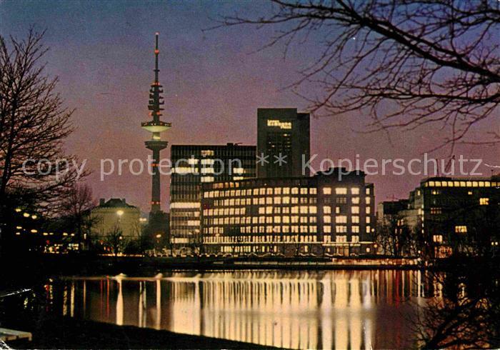 HAMBURG  CITY Aussenalster Hotel Loews Plaza Fernsehturm bei Nacht