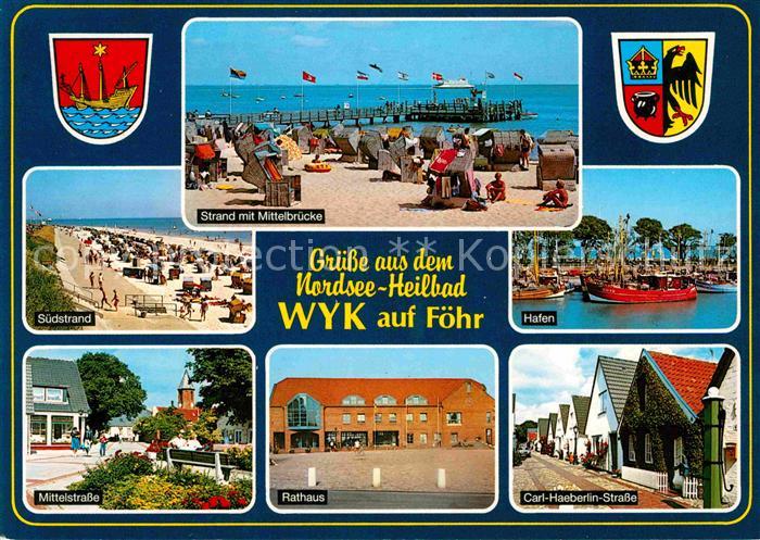 Wyk Foehr Strand Mittelbruecke Hafen Rathaus Carl-Haeberlin-Strasse Mittelstrass