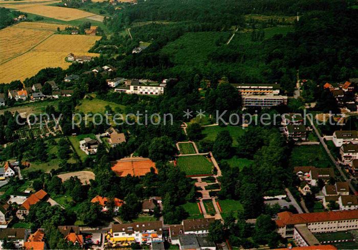 Bad Meinberg Fliegeraufnahme Bergkurgarten mit Blindenkurheim und Kurheim Schanz