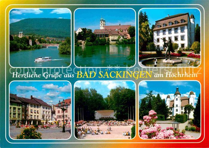 Bad Saeckingen Thermalbd Trompeterstadt Partie am Rhein Konzertplatz