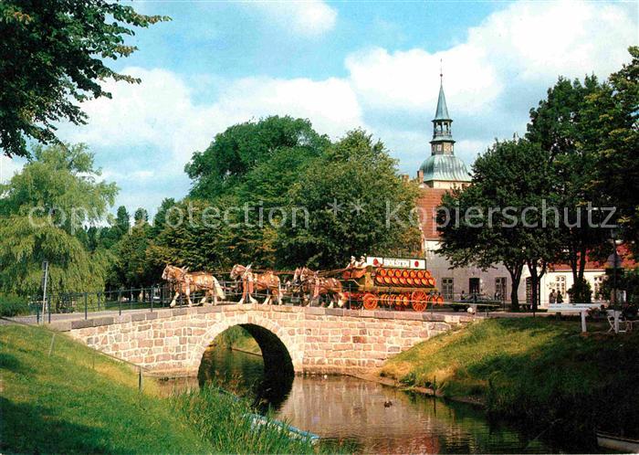 Friedrichstadt Eider Historische Steinbruecke 6-er-Pferdegespann