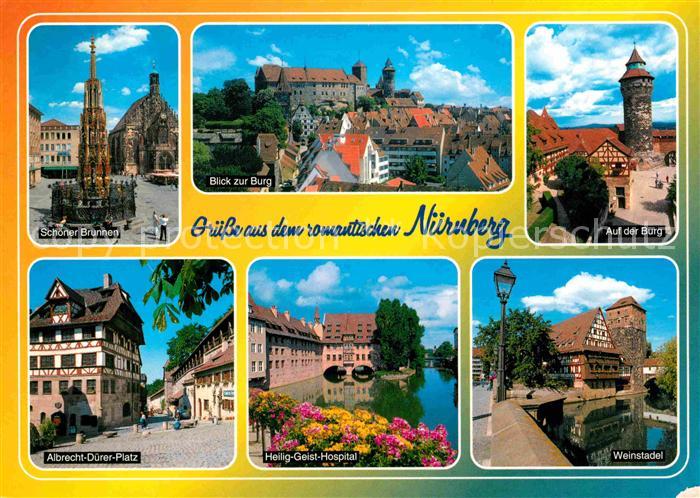 NueRNBERG  CITY Brunnen Burg Weinstadel Albrecht-Duerer-Platz Heilig-Geist-Hosp
