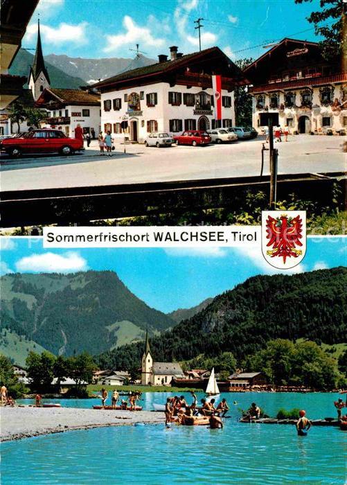 Walchsee Tirol Dorfplatz und Strandbad