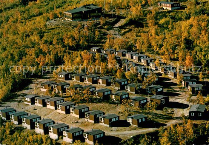 Schweden Fliegeraufnahme Bjoerkliden Bungalowsiedlung