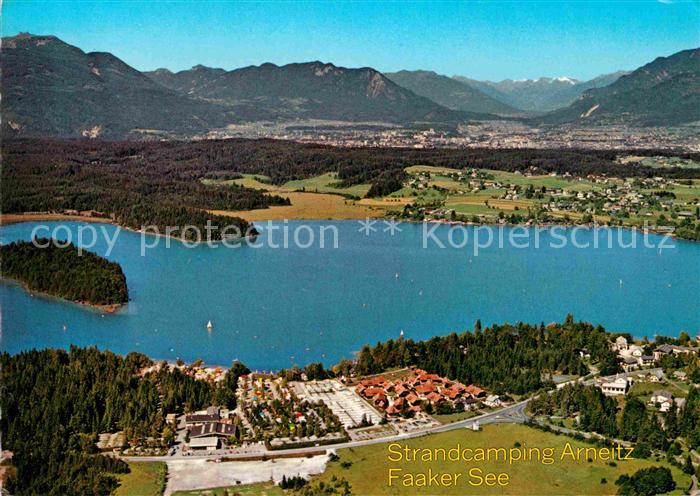 Faak am See Finkenstein Fliegeraufnahme Strandcamping Arneitz Seepartie