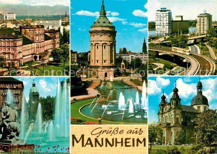 MANNHEIM BW Schloss Wasserturm Hafen Friedrichsplatz Jesuitenkirche