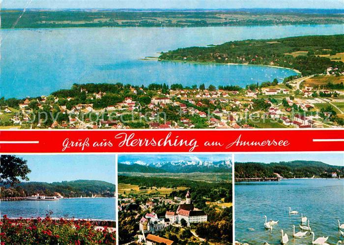 Herrsching Ammersee Fliegeraufnahme Schwaene