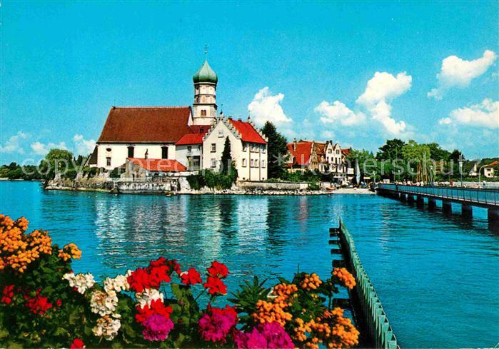 Wasserburg Bodensee Partie mit Kirche am See