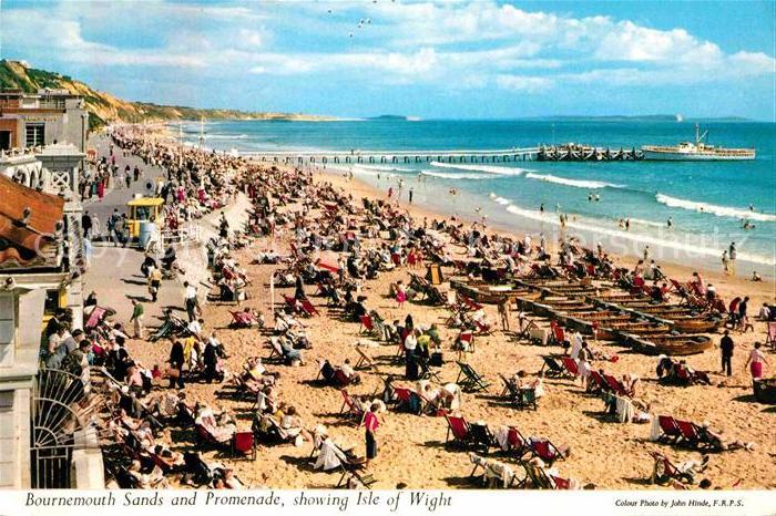 Bournemouth Sands and Promenade showing Isle of Wight