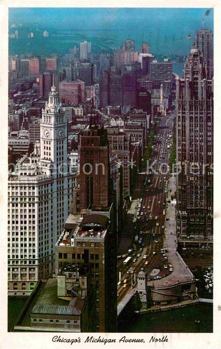 Chicago Illinois Michigan Avenue Tribune Tower Sheraton Hotel Tower aerial view