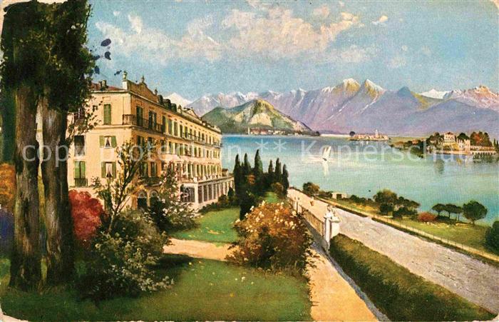 Lago Maggiore Panorama Alpen Kuenstlerkarte