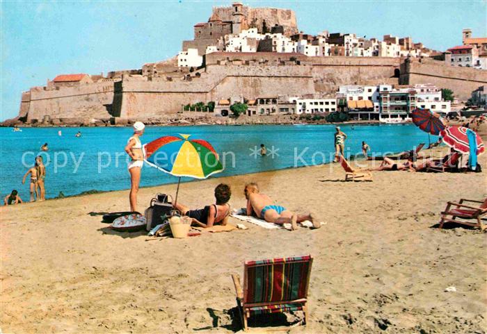 Peniscola Vista parcial Playa Strand Stadtmauer Festung
