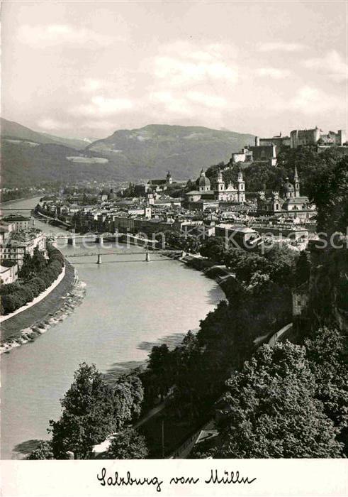 Salzburg Oesterreich Panorama Blick von Muelln Altstadt Festung Hohensalzburg