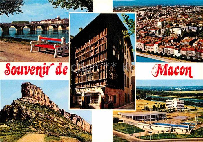 Macon 71 Uferpromenade Brücke Altes Haus Felsen