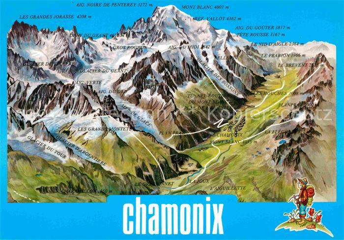 Chamonix Mont Blanc Gebirgspanorama aus der Vogelperspektive