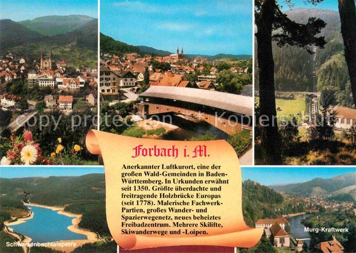 Forbach Baden Panorama Luftkurort Murgtal Schwarzwald Holzbruecke Kraftwerk Schw