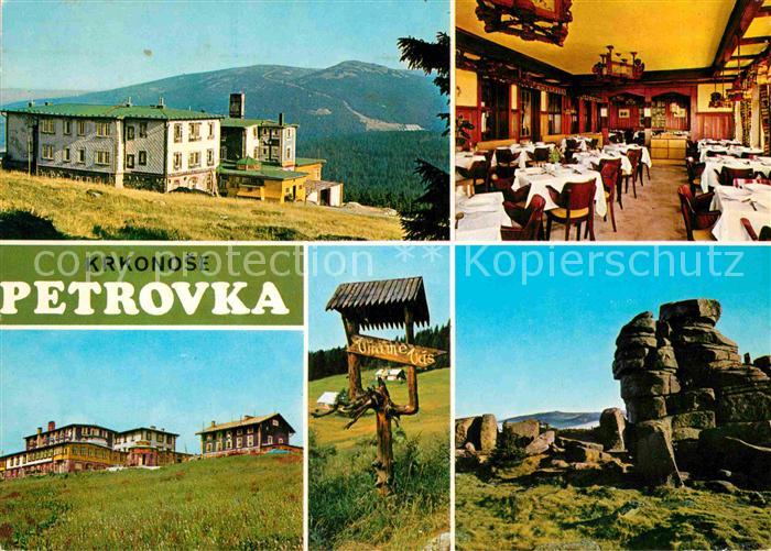 Krkonose Zotavovna ROH Petrova bouda Baude im Riesengebirge Felsformationen