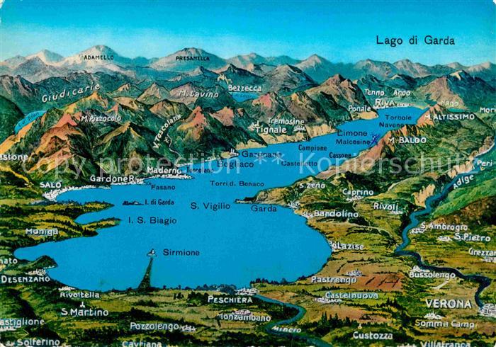Lago di Garda Gardasee und Umgebung Alpen aus der Vogelperspektive