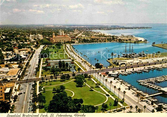St Petersburg Florida Waterfront Park on Tampa Bay Vinoy Park Hotel aerial view
