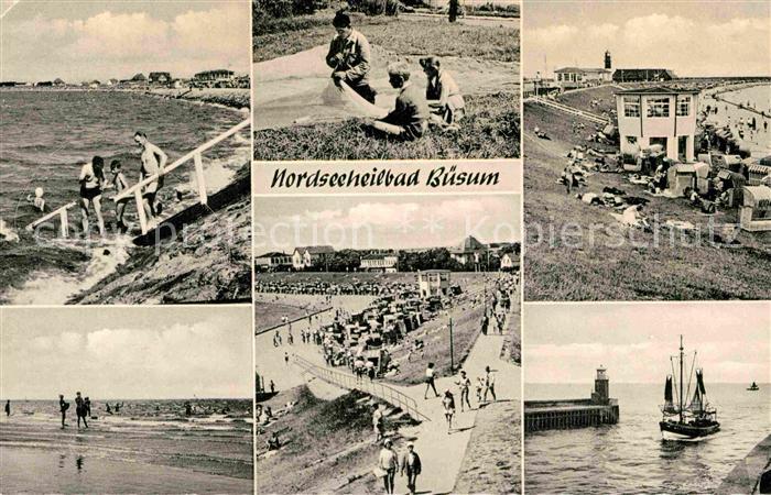 Buesum Nordseebad Strand Promenade Hafeneinfahrt Fischkutter