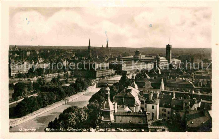 Muenchen Bayern Stadtbild mit Ludwigsbruecke Deutsches Museum