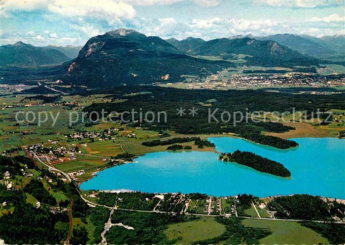 Faak am See Finkenstein Faakersee mit Doebratsch Alpenpanorama Fliegeraufnahme