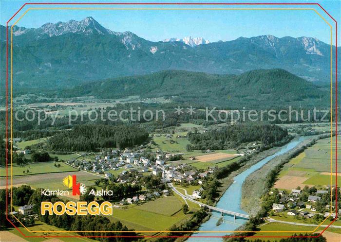 Rosegg Ferienparadies mit Mittagskogel Karawanken Fliegeraufnahme