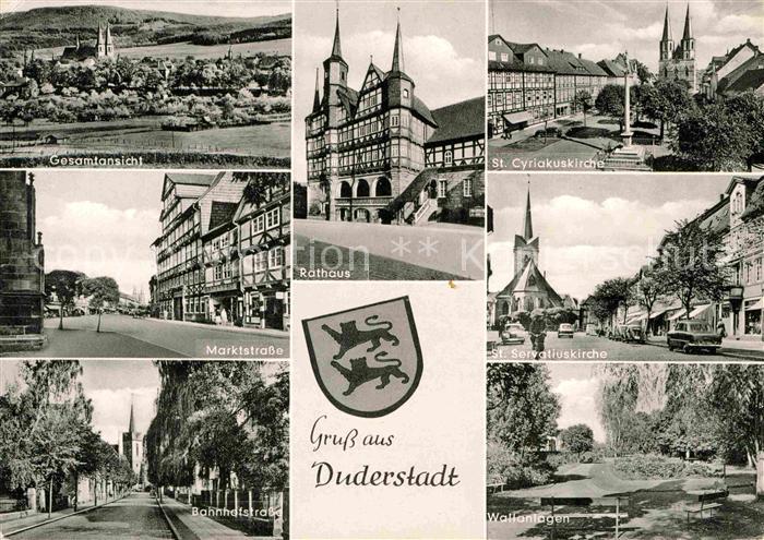Duderstadt Niedersachsen Rathaus Kirche Marktstrasse Wallanlagen Strassenpartien