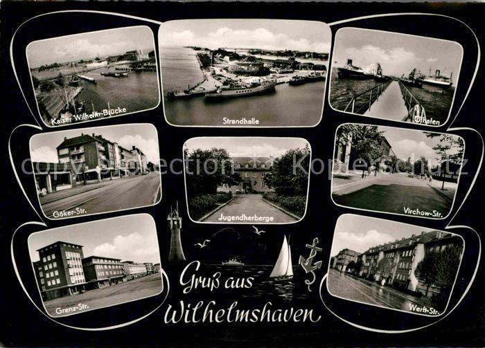 Wilhelmshaven  CITY Kaiser Wilhelm Bruecke Strassenpartien Strandhalle Jugendhe