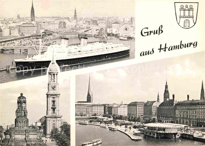 HAMBURG  CITY Passagierdampfer Denkmal Der Michel Wahrzeichen der Stadt Jungfern