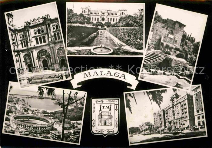 Malaga Andalucia Catedral Ayuntomiento Alcazaba Plaza de Toros y Puerto Acera de