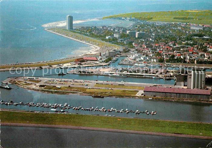 Buesum Nordseebad Luftaufnahme von Sueden Hafen