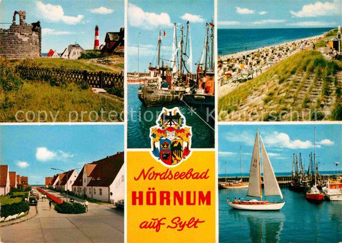 Hoernum Sylt Teilansichten Hafen Fischkutter Strand Wappen