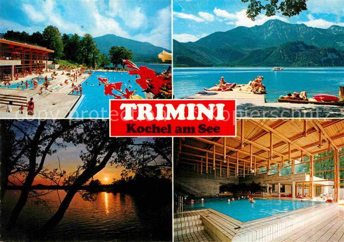 Kochel See Trimini Schwimmbad Abendstimmung Huber Karte Nr 8988