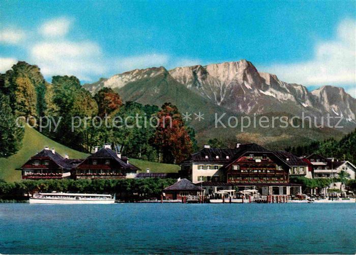 Koenigssee Hotel Schiffmeister mit Untersberg Berchtesgadener Alpen