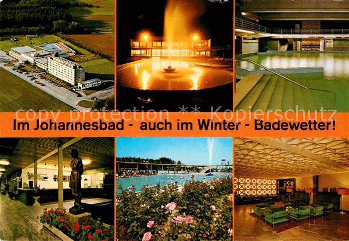 Bad Fuessing Johannesbad Fliegeraufnahme Fontaene Hallen und Freibad Foyer