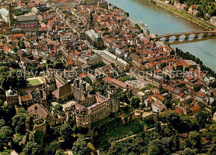 Heidelberg Neckar Fliegeraufnahme mit Schloss