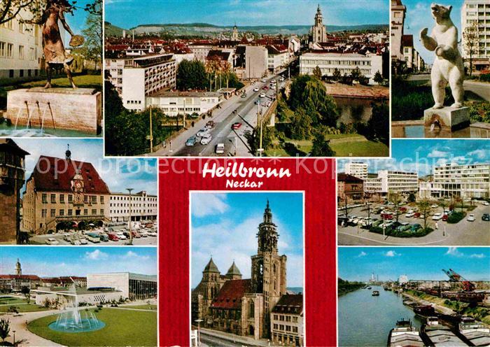 Heilbronn Neckar Brunnen Stadtblick Baer Rathaus Kirche Hafen