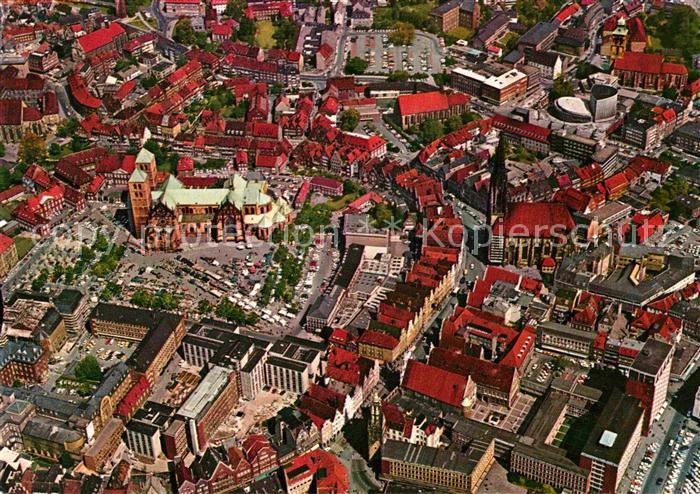 Muenster Westfalen Fliegeraufnahme mit Dom Lambertikirche und Prinzipalmarkt