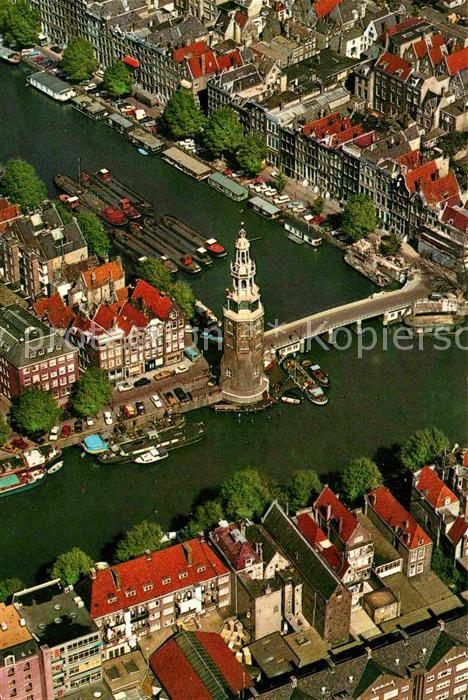 Amsterdam Niederlande Fliegeraufnahme des Montelbaanturms und Umgebung
