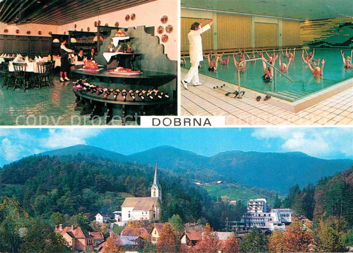 Dobrna Ortsansicht mit Kirche Hotel Restaurant Hallenbad Wassergymnastik
