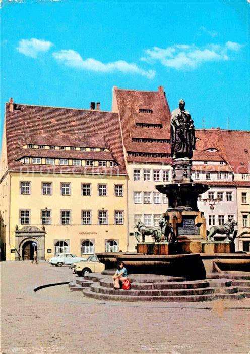 Freiberg Sachsen Obermarkt mit Brunnendenkmal