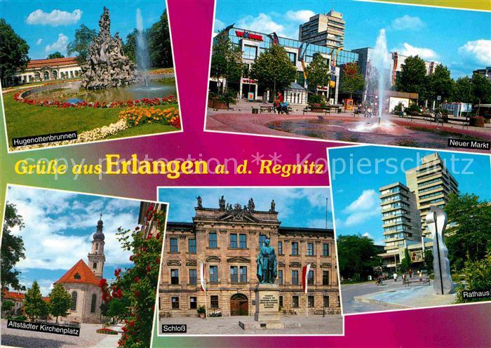 ERLANGEN Bayern Hugenottenbrunnen Neuer Markt Altstaedter Kirchenplatz Schloss R