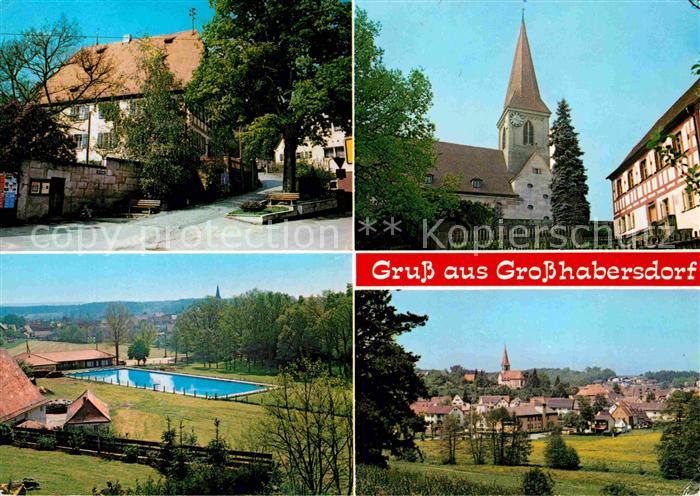 Grosshabersdorf Dorfplatz Kirche Schwimmbad Panorama