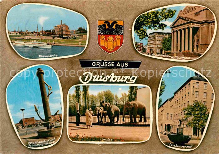 Duisburg Ruhr Rheinpartie Stadttheater Hauptbahnhof Schiffahrtsdenkmal Zooelefan