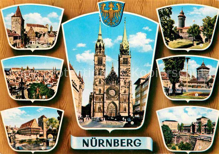 NueRNBERG  CITY Tiergaertner Tor und Burg Weinstadel Henkersteg St Lorenz Kirch