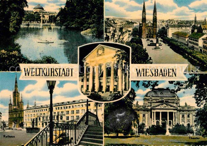Wiesbaden Gondelteich Kirche Rathaus Theater