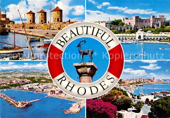 Rhodes Rhodos Greece Hafen Schloss Fliegeraufnahme