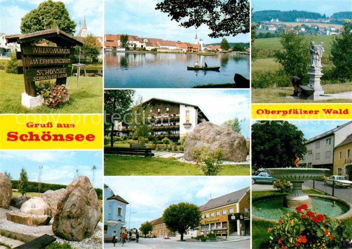 Schoensee Teilansichten Statue Brunnen Seepartie
